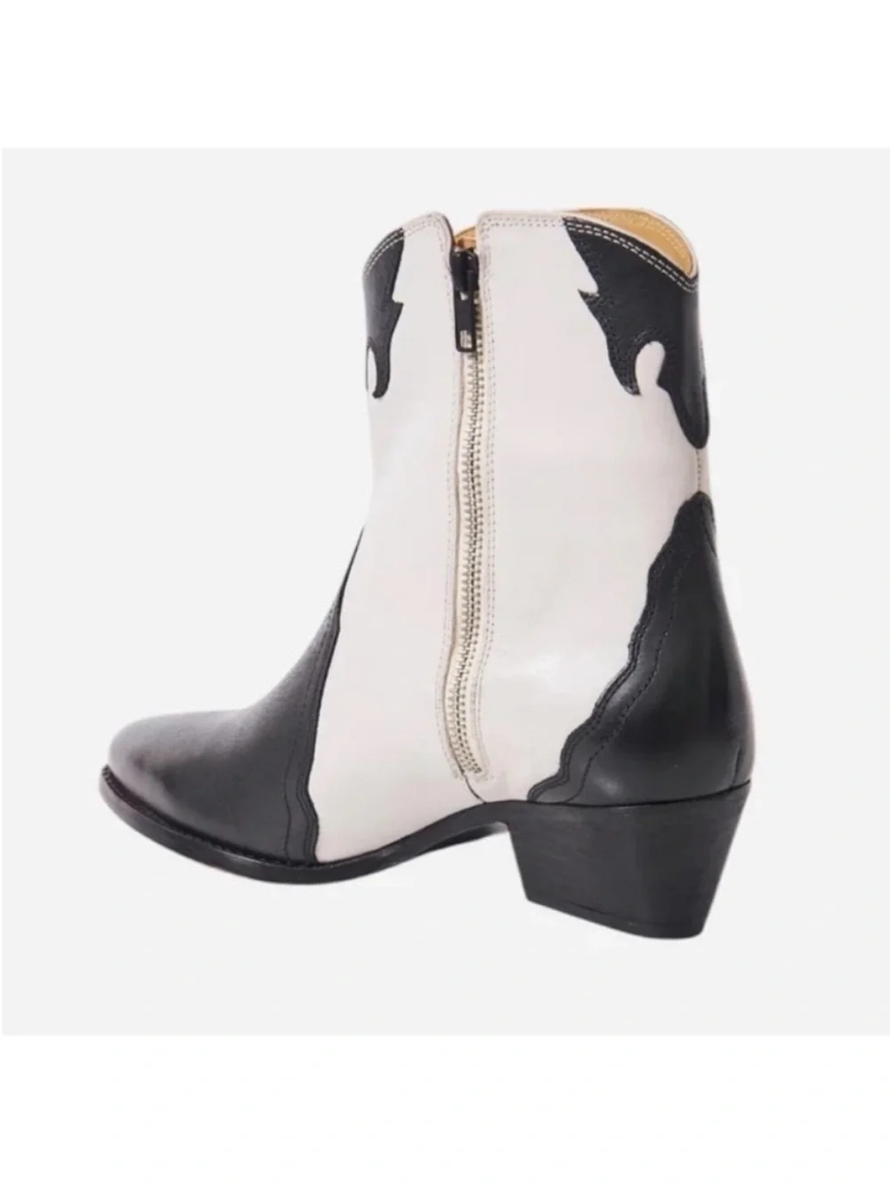 Free People 5.5 (36) Leather Boots New Frontier Western Boot in Arctic Fox Combo